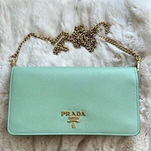Prada Saffiano Leather Mini Bag Aquamarina
